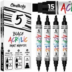 Acrylic Black Paint Pen – 1mm, 3mm, 15mm Dual Tip – Permanent for Wood, Fabric