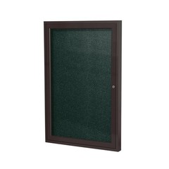 Pemberly Row Vinyl 36″ x 24″ 1 Door Enclosed Bulletin Board in Black
