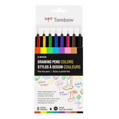66407 MONO Drawing Pens Colors, 8-Pack, Metal Nib, Fine Point, Water-Based Pi…