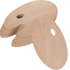 12 Pack Wood Oval Painting Palette 11.8″x7.9″ with Thumb Hole, Easy Clean Non-St