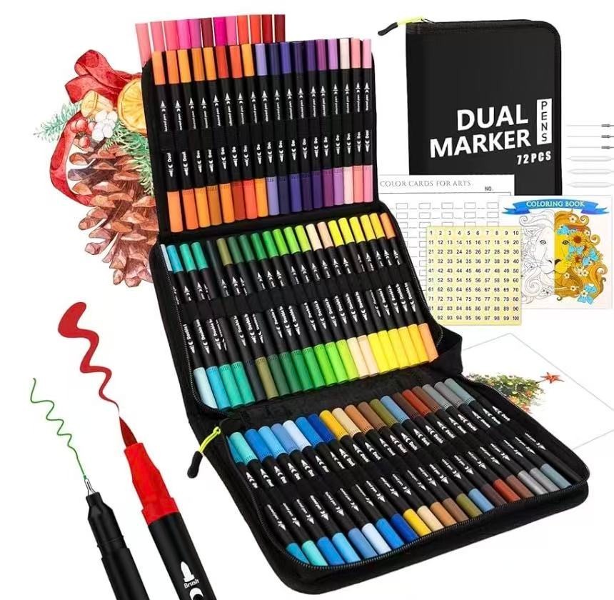 72-color marker/acrylic paint/watercolor pencil doodle stationery bag