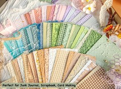 96 Sheets Textured Scrapbook Paper and Mesh Fabric Assorted Set – Multicolor