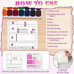 60 Pcs Swatch Cards A5 Watercolor Swatch Paper Color Swatch Painters Color Diar