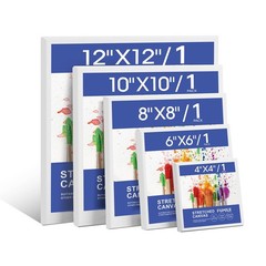 Stretched Canvas for Painting Multi 5 Pack Square Canvas 4×4, 6×6, 8×8, 10×10…