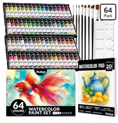 Chalkola Watercolor Paint Set – 64 Water Color Paint Tubes (12ml, 0.4oz) New