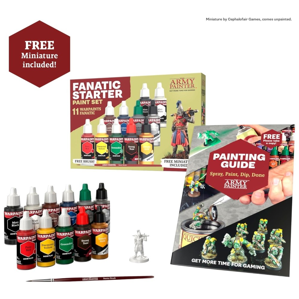 Acrylic Miniature Paint Set with Metallics & Brush-On Primer