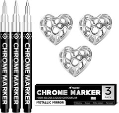 3Pcs Chrome Paint Markers Silver Permanent Mirror Liquid Chrome Pens for Plastic