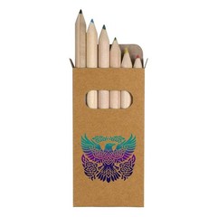 6 x ‘Celtic Crow Motif’ Short 85mm Pencils / Coloured Pencil Set (PE00094848)