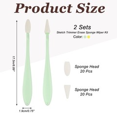 4 Pcs Sketch Trimmer Erase Sponge Wiper with 40Pcs Sponge Wipes(Green/Yellow)