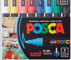 Uni POSCA PC-5M Water-Based Paint Markers (8 Pack) 1.8-2.5mm – Brand New!