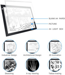 Litenergy A4 LED Copy Board Light Tracing Box, Ultra-Thin Adjustable USB Power A