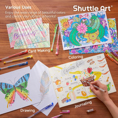 Shuttle Art 240 Pack Glitter Gel Pens, 120 Colors Glitter Gel Pen Set with 120