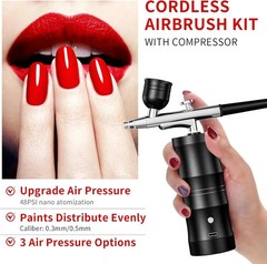 Kit de aerógrafo con compresor portátil de 48 PSI, de alta presión y antiobstruc