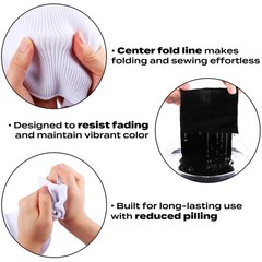 2×2 Solid Rib Knit Fabric Black Stretchy Knitted Ribbing Trim 6×35 Inch