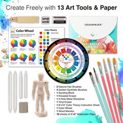 COLOUR BLOCK 181-Piece Mixed Media Art Set in Wooden Case, Deluxe Drawing Set…