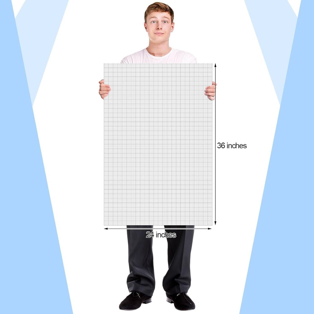 25 Sheet Graph Paper Pad 24″ X 36″ Large Graph Paper 1″ and 1/4″ Ruled Grid Pape