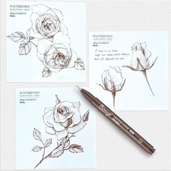 Sepia Tone Drawing Pen Set, 12 Assorted Sizes Sketch Liner, Water-Resistant A…