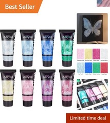 Galaxy Glitter Acrylic Paint Set – 8 Twinkle Iridescent Colors 0.71 Fl Oz / 2…