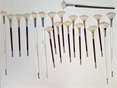 Bob Ross Wildlife Finisher Brushes 6 & 8, Bamboo Yasutomo Hake Brush 2 1/2″ Wide