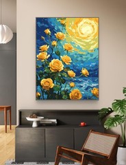 Paint by Numbers for Adults Beginners,Yellow Rose Adult Paint by Number Kits