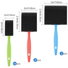 24 Pcs Foam Paint Brushes, Coloful Wood Handle Sponge Brushes for Painting,