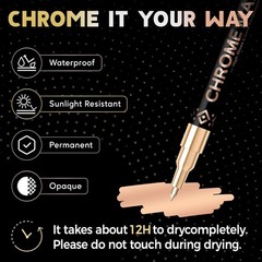 3Pcs Chrome Paint Markers, Permanent Mirror Liquid Chrome Pens for Plastic, Meta