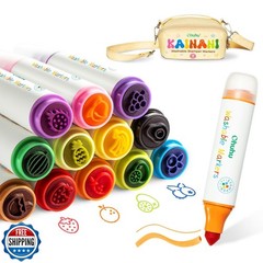 Ohuhu Stamper Washable Markers for Kids 12 Colors Water-based Dual Tips Stamp