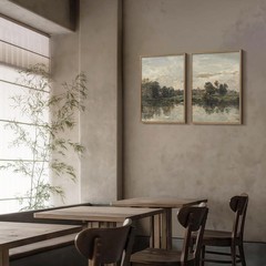2Pcs Framed Canvas Wall Art Countryside Artwork Prints Landscape Posters Gall…