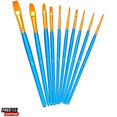 Paint Brush Set, 10pcs Round Pointed Tip Nylon Hair Artist Detail Paintbrushe…