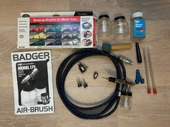 Badger Crescendo 175 Airbrush Kit With Hose Jars Parts Testors Acrylics Set