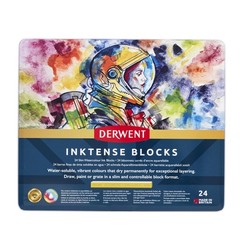 Derwent Inktense Blocks 24 Tin Set Of 24 8Mm Block Soft Texture Watersoluble