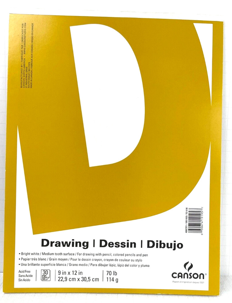 Canson Drawing Sketchbook 9″ x 12″ 30 Sheets Bright White Medium Tooth Surface