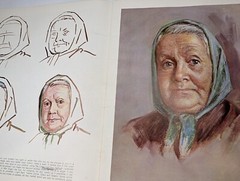 c1950s Stella Mackie Heads in Oil Pastels Art Instruction Book Portrait Paint B1
