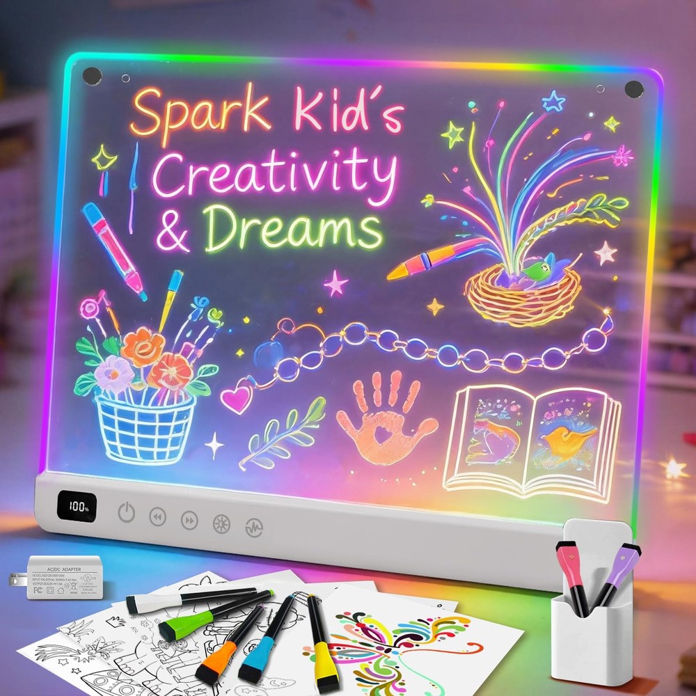 Led Drawing Board with 13 Light Effects, 16″ Rechargeable Glow Doodle LED Note B