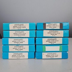 Vintage Permanent Pigments Artists Watercolor Set Lot 9 Boxes 54 Tubes USA AS IS