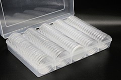 100PCS 30mm Silver Gold Coin Cases Capsules Holder Clear Plastic Round Storage