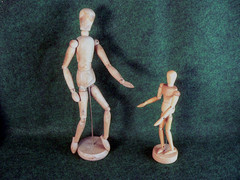 Pair of Artist Wooden Dummy Mannekin Adjustable Limbs Adult Child 30cm