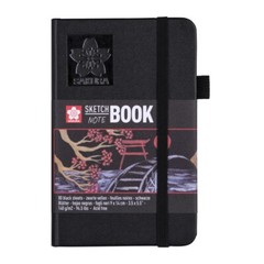 SAKURA Hardback Sketchbook Notebook 80 Sheets Black paper 140g Black Cover
