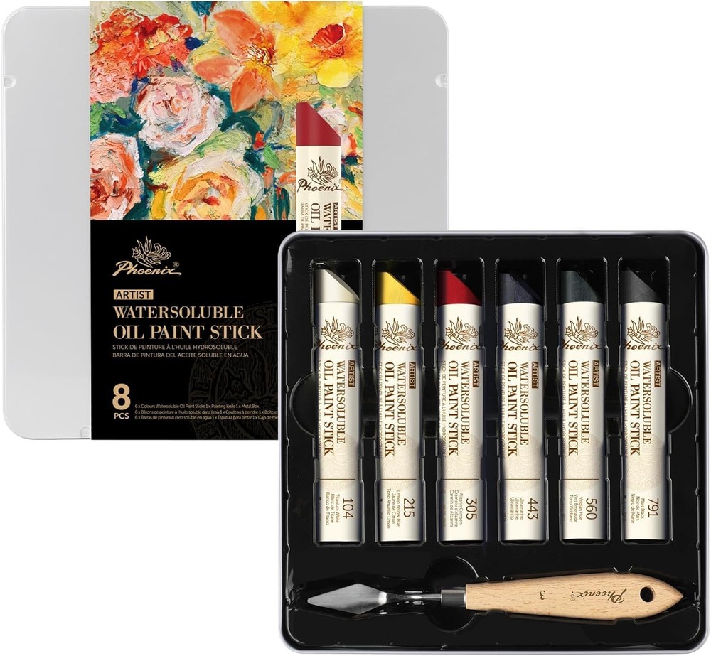 Professional Oil Paint Stick Water Soluable – Set of 6 Basic Colors 37ml Larg…