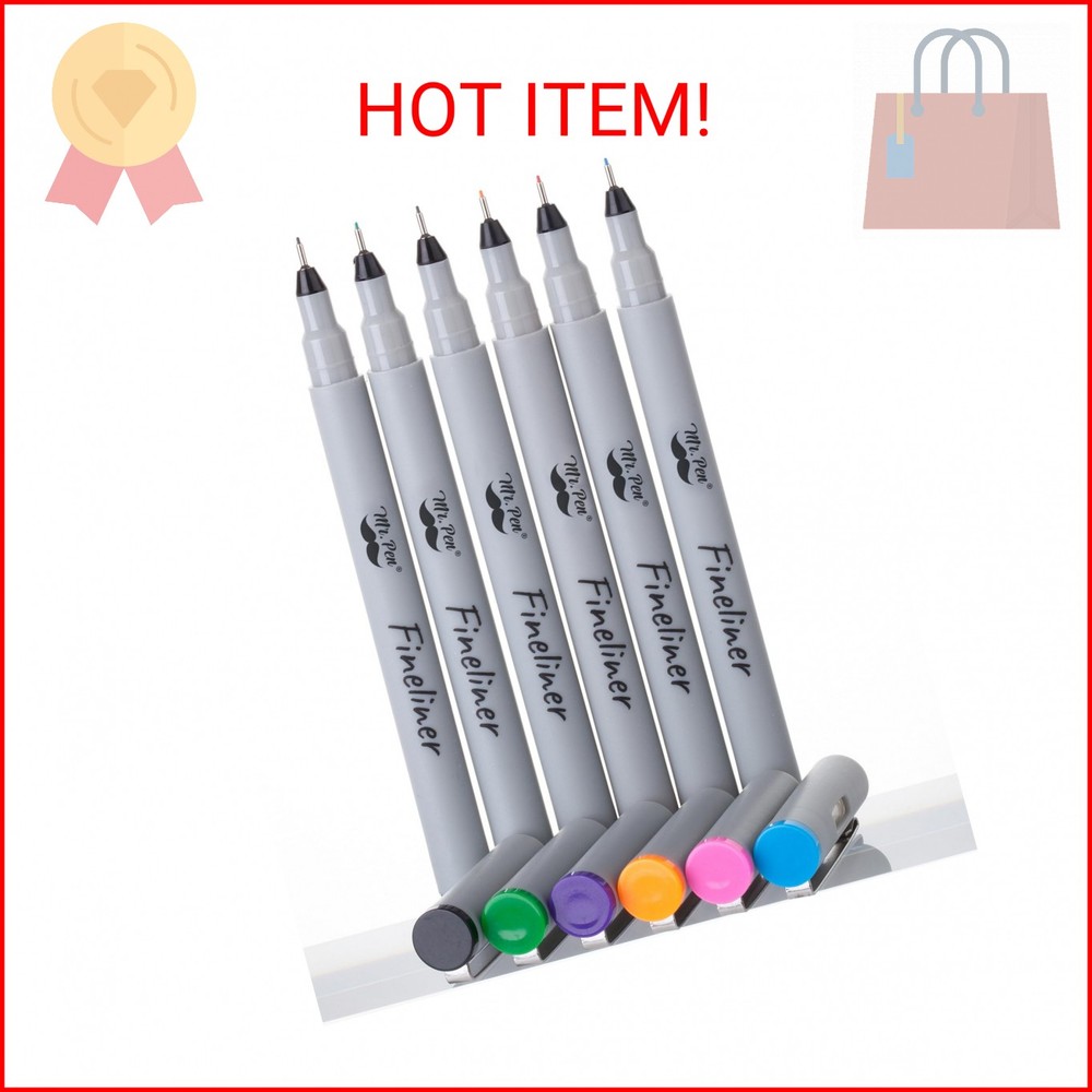 Mr. Pen- Colored Fineliner Pens, 6 Pack, 0.2mm Ultra Fine Point, Smooth Bible Jo
