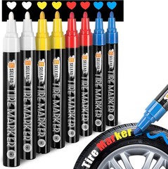 Tire Marker White Red Yellow Blue – 8 Pack Paint Pens for Car Tires Lettering, P
