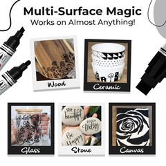 Acrylic Black Paint Pen – 1mm, 3mm, 15mm Dual Tip – Permanent for Wood, Fabric