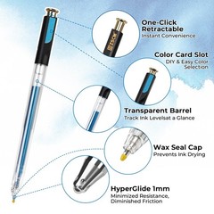 ZSCM Retractable Glitter Gel Pens, 12 Colors Large Capacity Blue Glitter Meta…