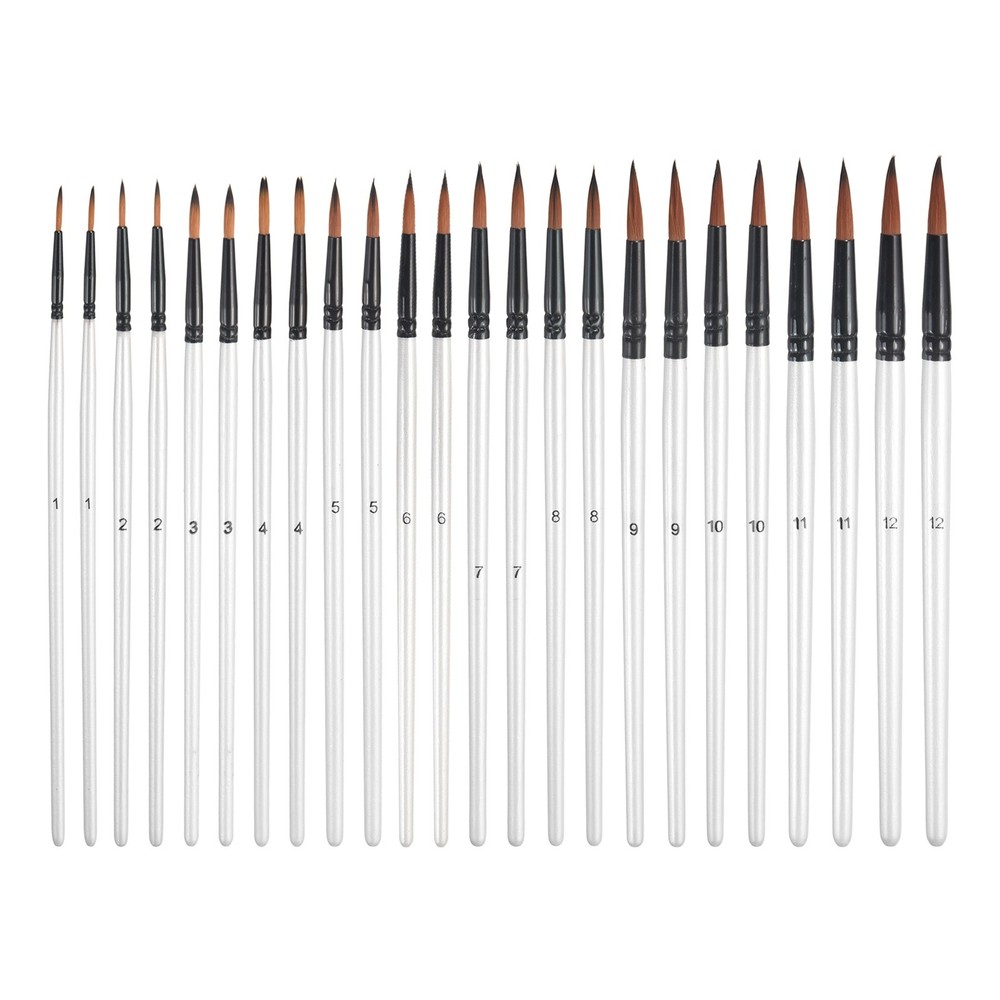 24Pcs Watercolor Brush, Watercolor Paint Brush, White Barrel, 24 Brushes