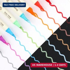 Grabie 24 Colors Acrylic Paint Markers, 12 Pack Dual Tip Soft Brush Acrylic Mark