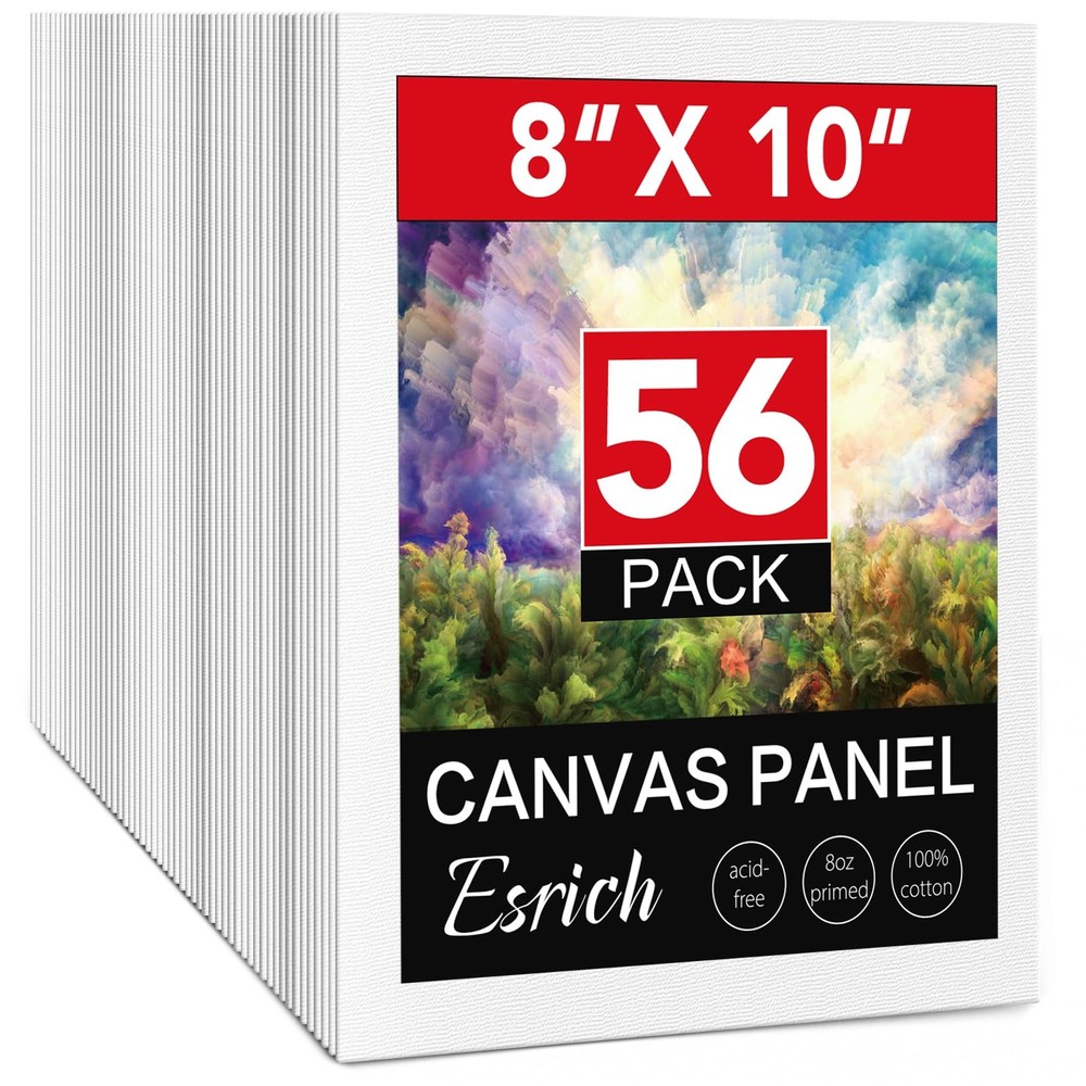ESRICH Canvas Boards for Painting 8×10 Inch, 56 Pack 8*10in 56pack, white