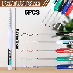 5Pcs Deep Reach Markers Multi-Purpose Deep Hole Marker Pens Long Nib Nose Waterp
