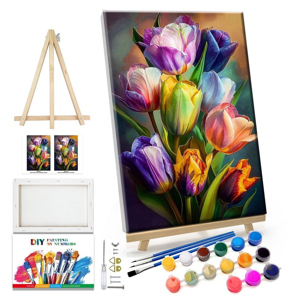 Paint by Numbers Kit for Adults Flowers Paint by Number with Frame Floral Pai…