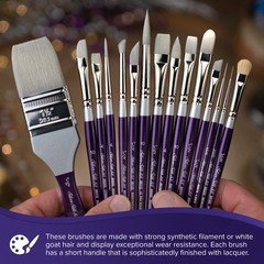 8810S Silver Silk Cats Tongue Brush for Watercolor, Gouache, and Acrylic Pain…