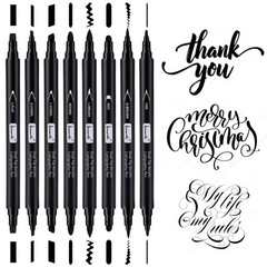 Calligraphy Pens, 8 Size Dual Tip Black Acrylic Calligraphy markers for Writi…